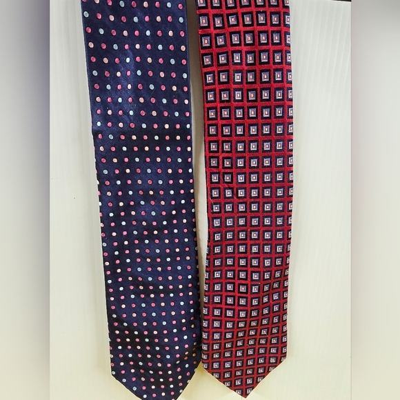 Set Of 2 Mens Navy 100% Silk Tommy Hilfiger Ties - Picture 1 of 4